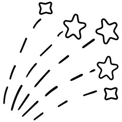 Stars with beams for any design purpose. Coloring page adult and kids. Vector illustration