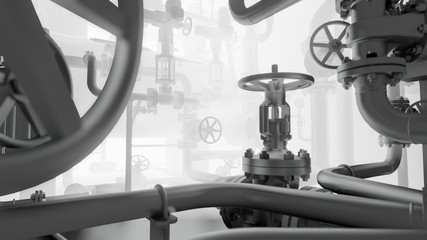 Abstract Industrial Equipment with smoke or fog