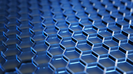 abstract hexagonal blue structure