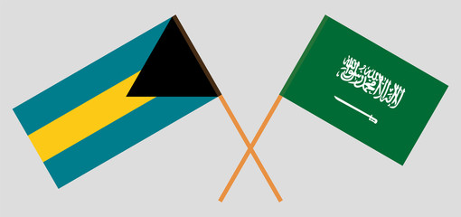 Bahamas and the Kingdom of Saudi Arabia. Crossed Bahamian and KSA flags