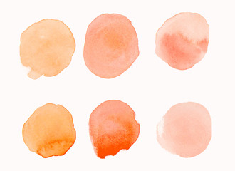 orange watercolor brush painting texture round shape