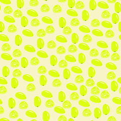 Seamless vector pattern with hand drawn lemons on bright background.