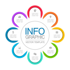 Vector iInfographic template for business, presentations, web design, 8 options.