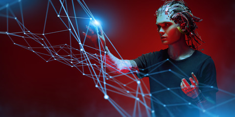 touching graphic hologram