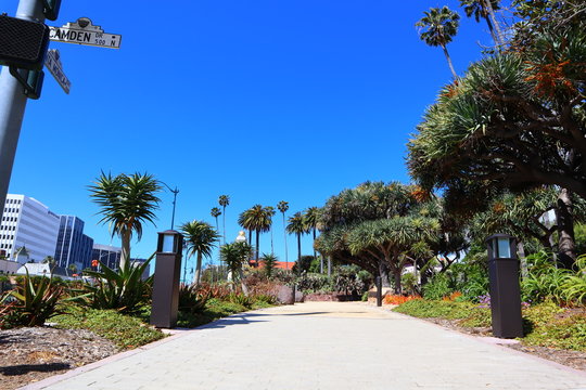 Beverly Gardens Park on Santa Monica Blvd, Beverly Hills - California