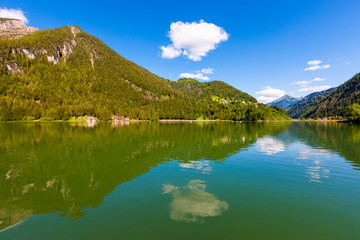 Fototapeta na wymiar Lake of Alleghe in the Dolomites