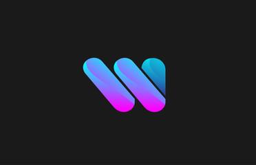 pink blue alphabet letter W for company logo design