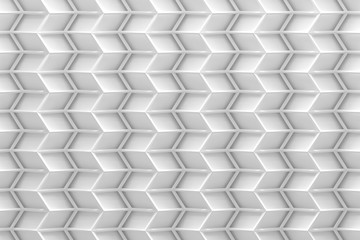 Repeating pattern with zigzag rectangle geometric surface with wireframe on top in white color. 3d illustration.