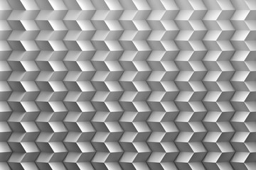 Repeating pattern with zigzag rectangle geometric surface with shaded sides in white gray colors. 3d illustration.