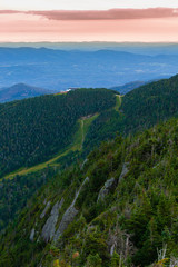 Looking down from the top of Mt. Mansfield with the green  mountains in the background