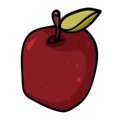Red Apple. Fruits apple doodle Vector illustration. Vector