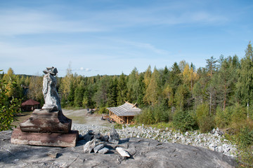 view on a field of stone figures