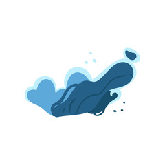 Blue abstract water splash shape with hand drawn cartoon texture