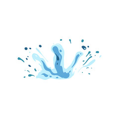 Water splash falling motion drawing isolated on white background
