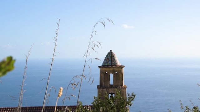 old church bell tower in Furore, Italy