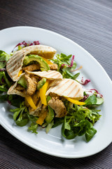 pita bread with chicken and salat