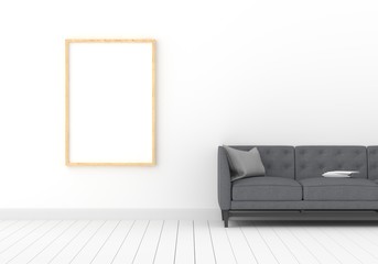Photo frame for mockup in modern living room, 3D render, 3D illustration