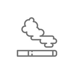 Cigarette, tobacco smoke line icon. Isolated on white background