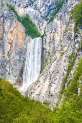 Waterfall Boka near Soca river in Slovenia
