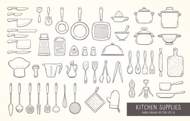 Hand drawn kitchen supplies