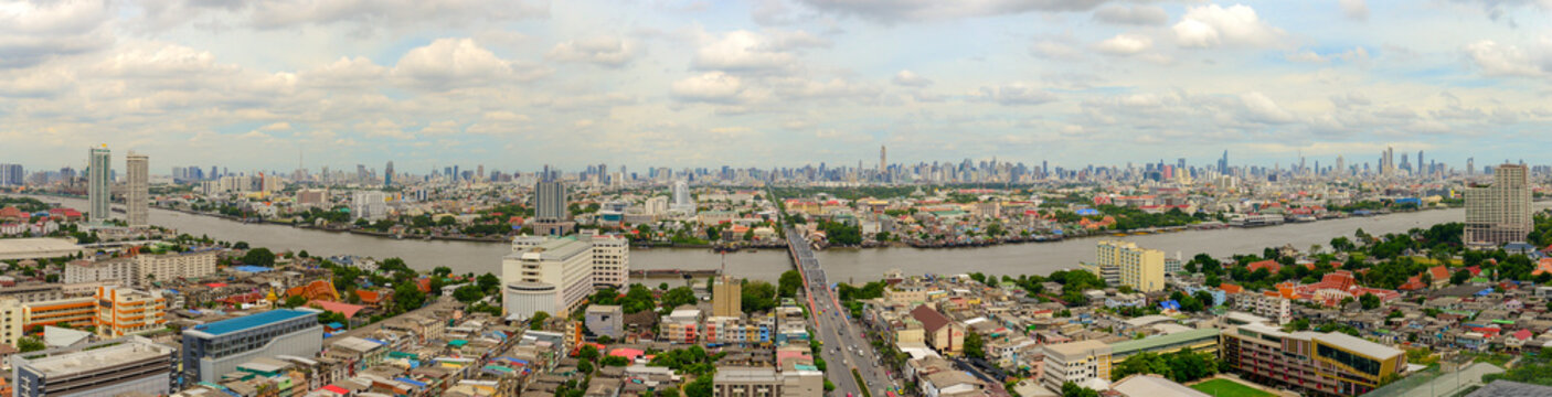 aerial view of paris from eiffel tower,Aerial view of the city  Bangkok Thailand.