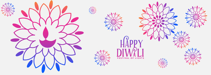 decorative colorful happy diwali festival banner design