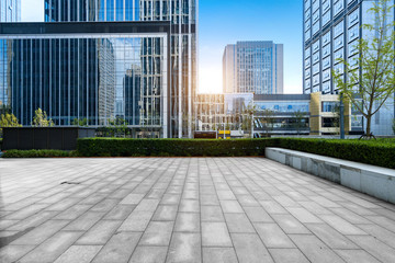 Fototapeta premium Empty floors and office buildings in the financial center, Qingdao, China