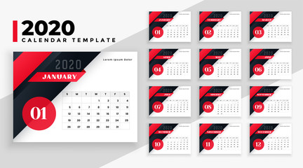 2020 calendar modern geometric template design