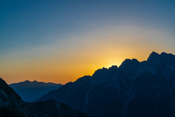 Sunrise near Kranjska Gora, Triglav national park, Slovenia