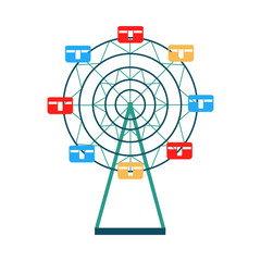Ferris wheel symbol colorful flat vector illustration isolated on background.
