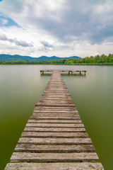 Pier on the pond Jenoi-to, Hungary