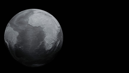 3D Rendering of dying planet earth. World without trees or water. No atmosphere remains. Concept of global warming,weather crisis situation. Environment saving.Element of this image furnished by NASA 