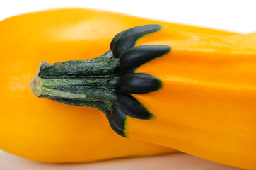 Yellow zucchini isolated on white background.