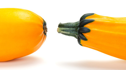Fresh zucchini fruit isolated on white background.