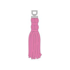 Purple tassel isolated on white background - colorful handmade textile decoration