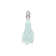 Blue tassel - textile trim element from yarn vector illustration isolated.