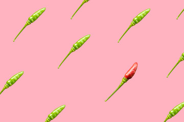 Pattern of chilli red and green color in pink background
