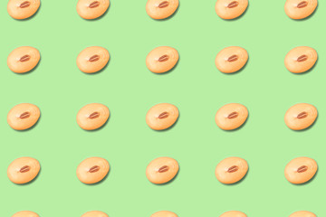 Dry soy bean close up and green background