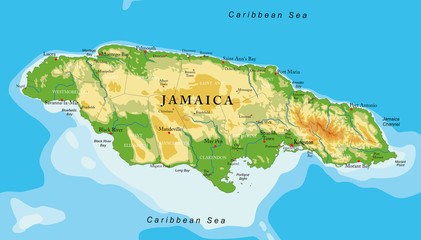 Jamaica physical map - 289693482