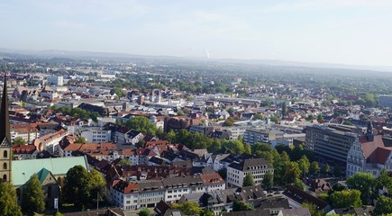 a old castle in Bielefeld on the top