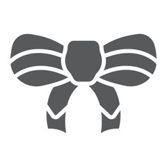 Festive bow glyph icon, christmas and decor, knot sign, vector graphics, a solid pattern on a white background.