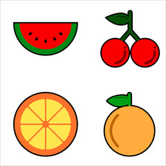 Colorful fruit icon White background illustration.
