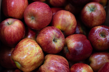 Red ripe apple background a juisy texture