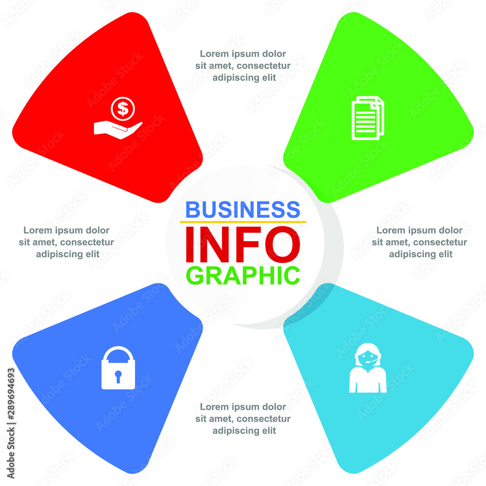 Aufkleber business vector circular pie infographic template for presentation in 4 options