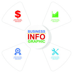 Business vector circular pie infographic template for presentation in 4 options