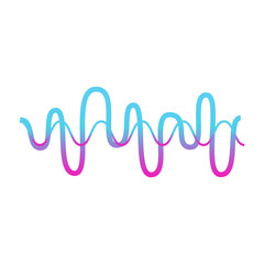 Wave musical signal with blue and pink line.