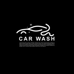 Elegant car wash line logo on black background