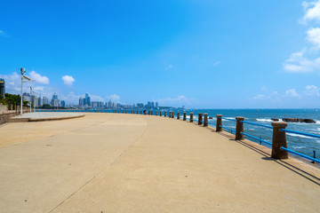 Marina Square and modern city skyline in Qingdao, China