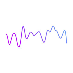 Dynamic blue and purple pulse line for sound wave or music amplitude equaliser.