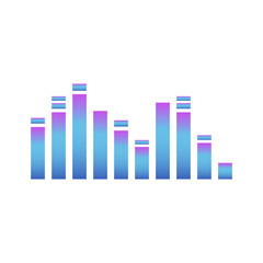 Old school music sound equaliser with rows of rectangle audio controllers